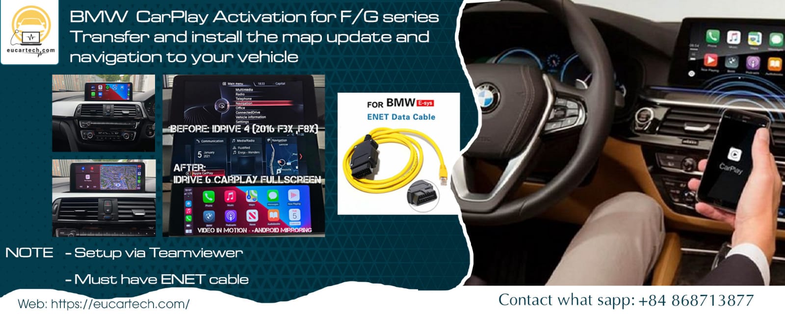 Kích hoạt BMW CarPlay cho dòng F / G Chuyển và cài đặt bản cập nhật bản đồ và điều hướng cho xe của bạn