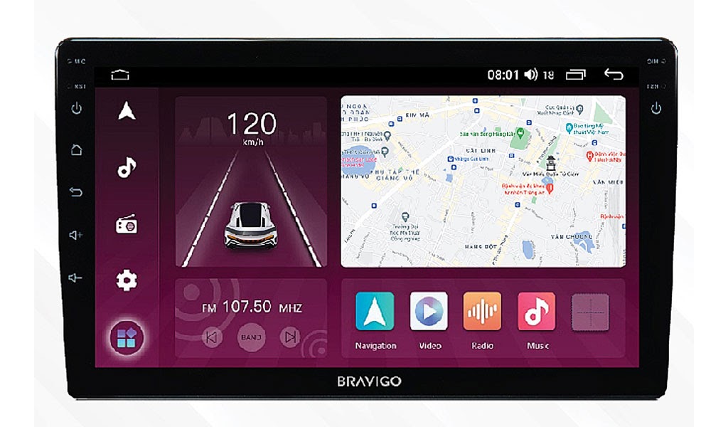 Màn hình Bravigo hỗ trợ định vị GPS