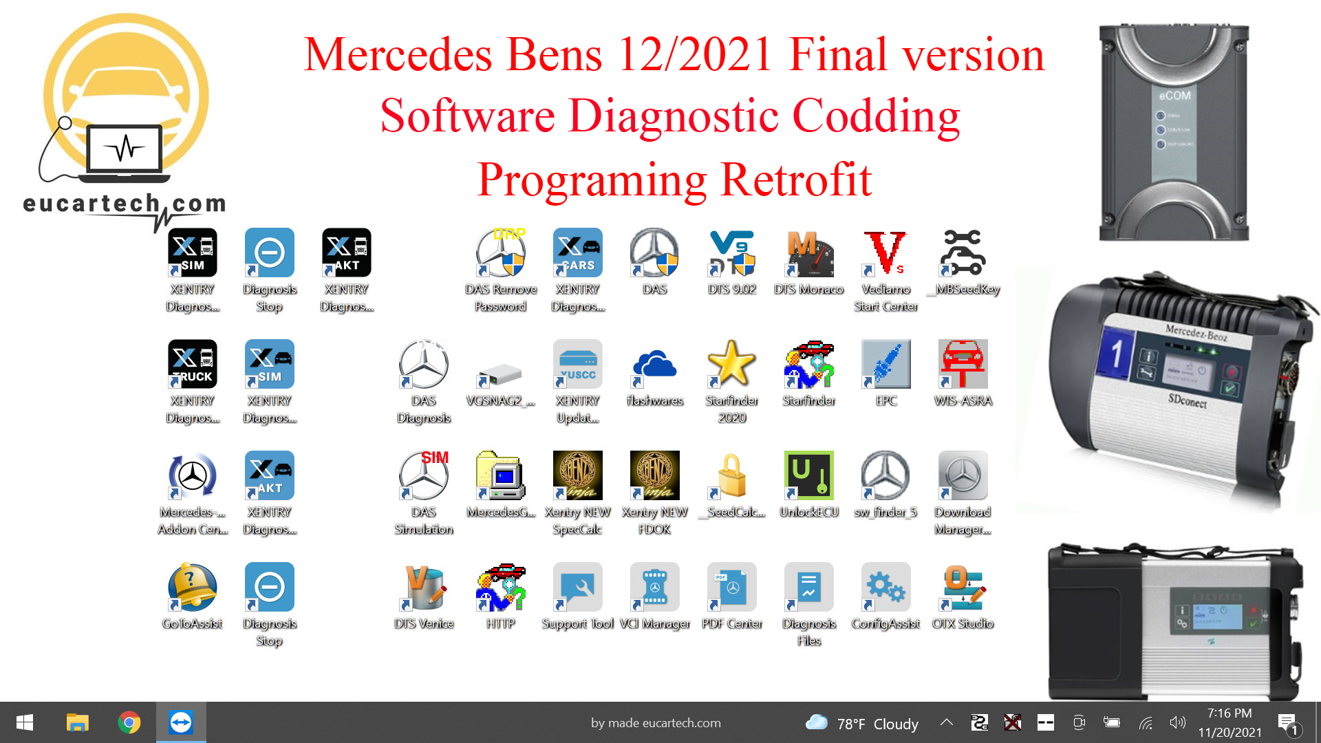 Combo Mercedes: Laptop Panasonic Cf-D1 + Full software Mercedes+ Ecom Doip original + Books Training Mercedes