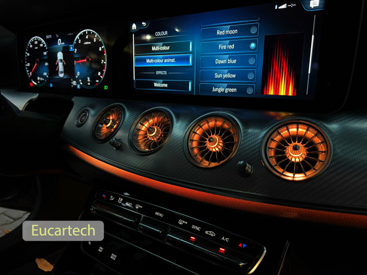 Nâng cấp hệ thống đèn led 64 màu xe Mercedes Benz E class
