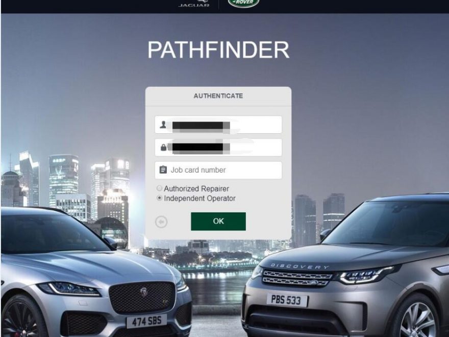 Trình đăng nhập tài khoản của người dùng trên phần mềm PATHFINDER