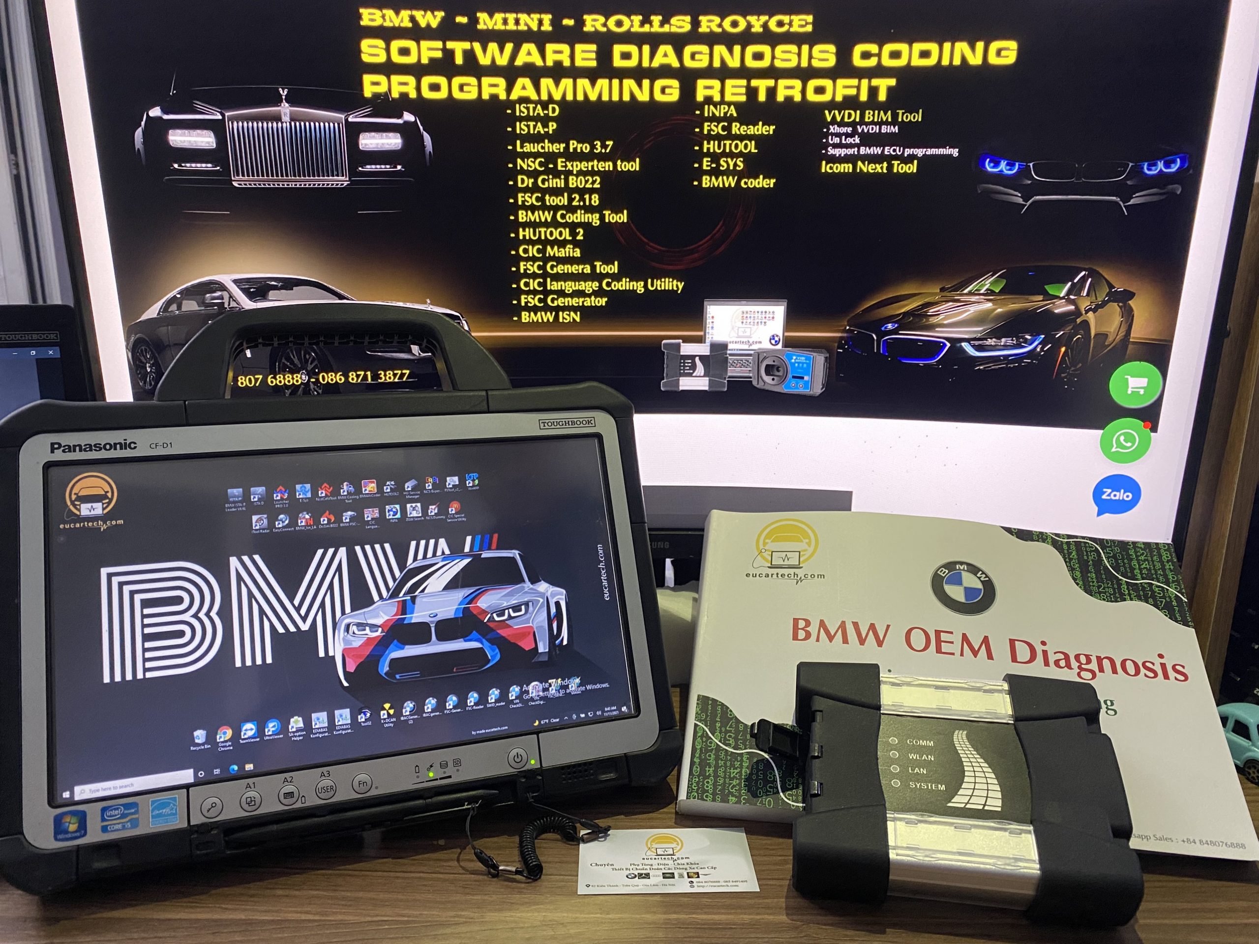 Combo chẩn đoán BMW 2 (Toughpad CF-D1 + Full phần mềm BMW + Icom Next Wifi + Sách đào tạo BMW)