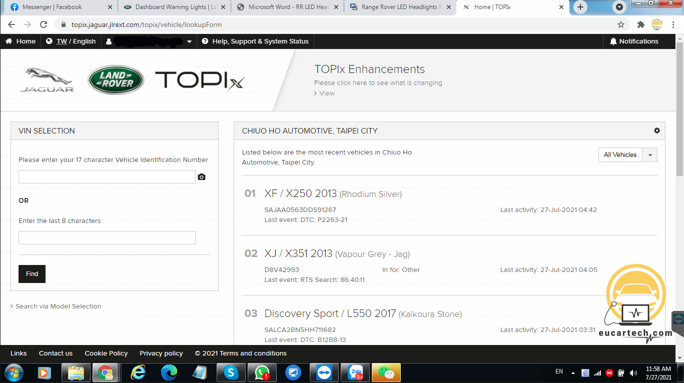 Website  TOPIx  (ứng dụng online) hỗ trợ kỹ thuật cho Jaguar Land Rover